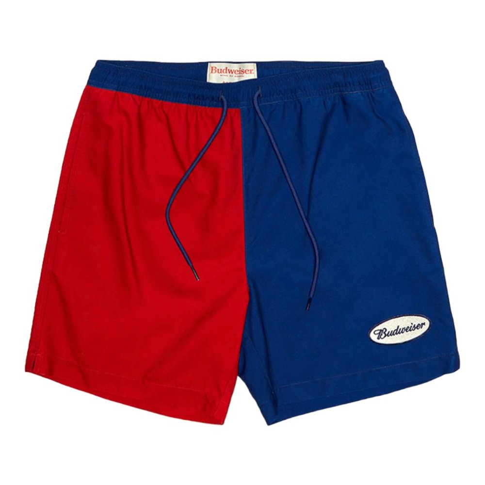 Budweiser Anheuser 15" Boardshorts Swim Trunks Shorts Red and Blue Men Large